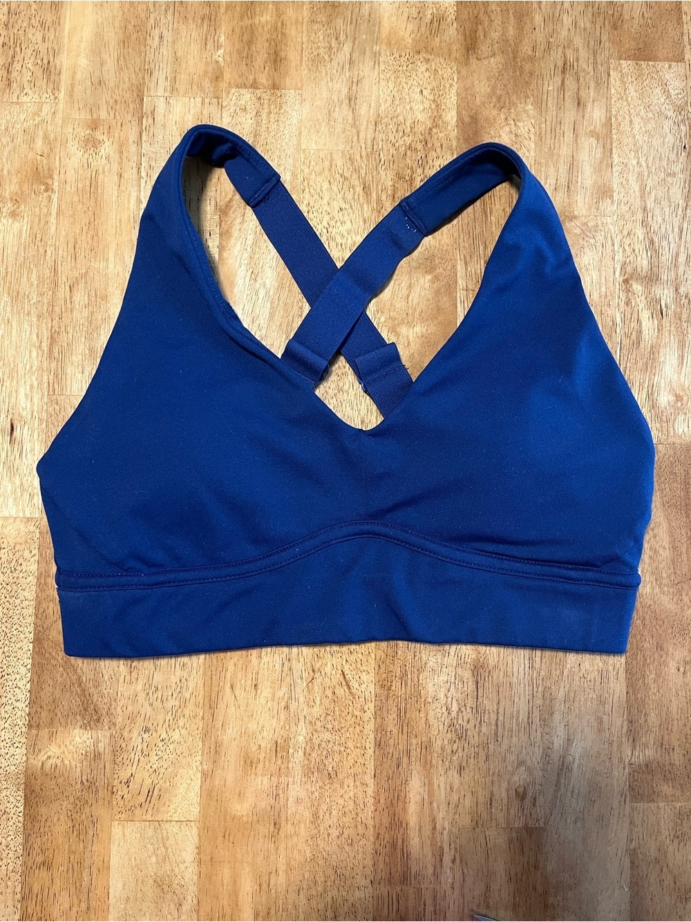 Fabletics Blue Cross Back Adjustable Sports Bra